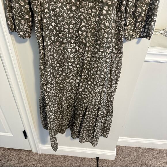 Emerson Fry India Collection Green Floral Cotton Long Sleeve Maxi Dress Medium - Picture 9 of 16